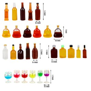 30 PCS 21 Styles Mini Wine Bottles Cake Toppers With 6 Mini Wine Glasses 1 Plastic Miniature Toilet Toy 1 Beauty Doll 21st Birthday Cake Topper for Celebrating Birthday 21 and Up Girl Party
