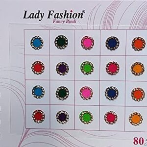 ATCUSA Lady Fashion Premium Spiral Book Round Multicolored Bindi with Crystals - Temporary Tattoo/Body Art/Jewel - Various Sizes 8mm - 80 Bindis