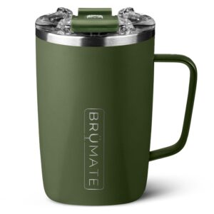 brümate toddy - 16oz 100% leak proof insulated coffee mug with handle & lid - stainless steel coffee travel mug - double walled coffee cup (od green)