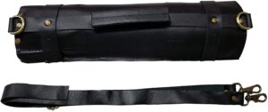 heritage handikrafts genuine lightweight premium leather professional black chef knife bag/chef knife roll 14 slots space
