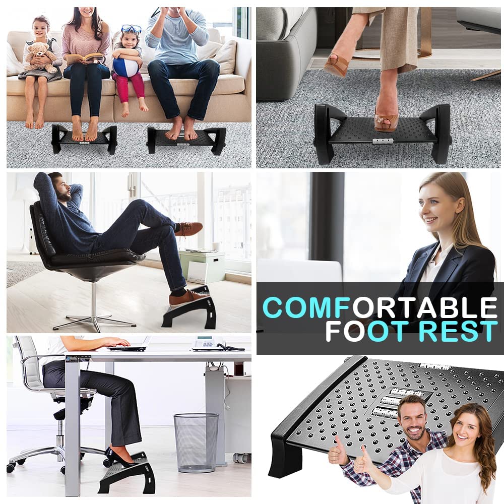 CEECOLES Ergonomic Foot Rest Under Desk, Adjustable Height Office Foot Rest for Under Desk at Work, Foot Rest Under Desk with Massage Surface at Work Office, Promote Leg Circulation, Relieve Pressure