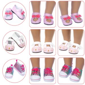 BDDOLL 9 Pairs 18 Inch Girl Doll Shoes and 4 Pairs Socks Accessories for 18 Inch Doll - Including Roller Skates Casual Shoes Princess Shoes Cotton Shoes