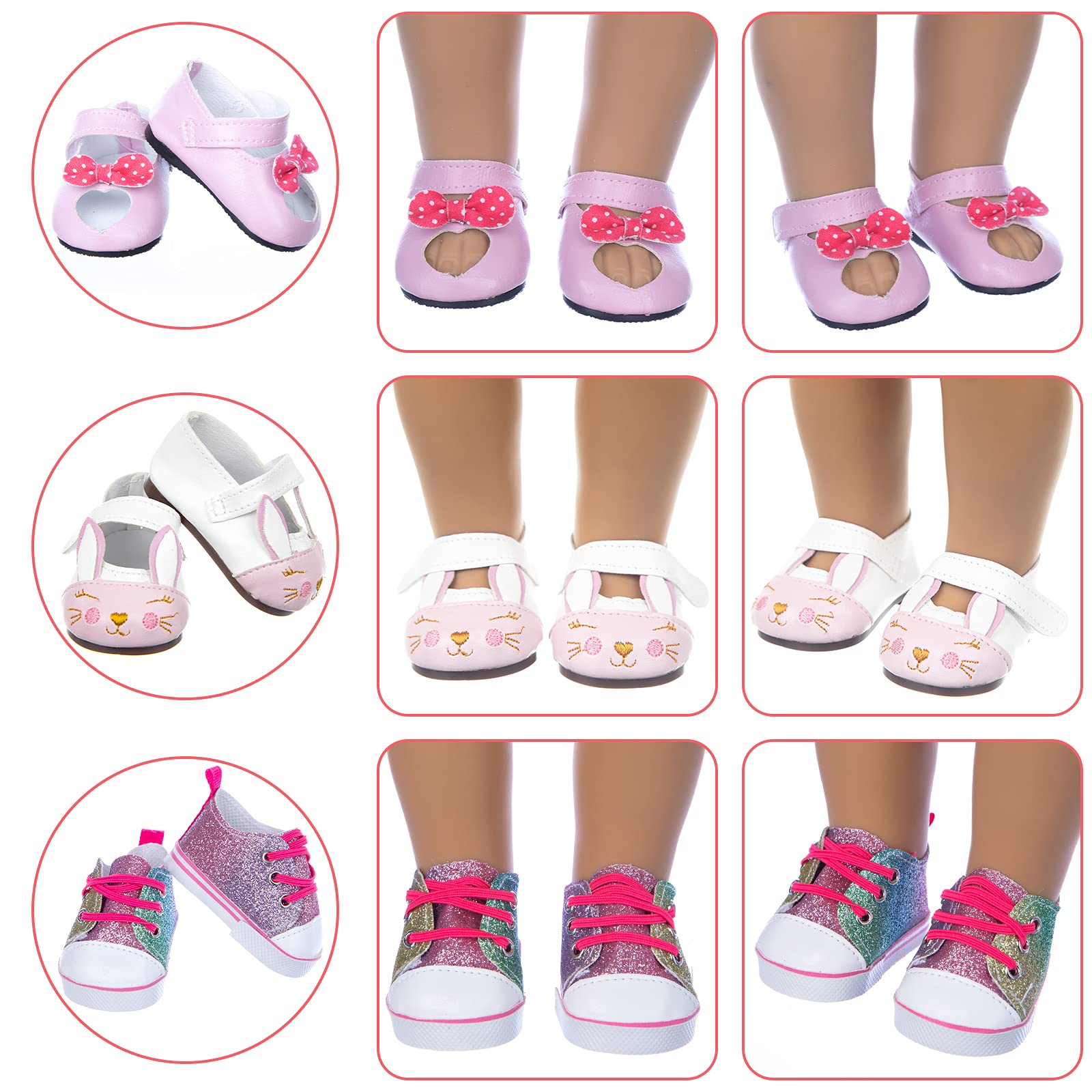 BDDOLL 9 Pairs 18 Inch Girl Doll Shoes and 4 Pairs Socks Accessories for 18 Inch Doll - Including Roller Skates Casual Shoes Princess Shoes Cotton Shoes