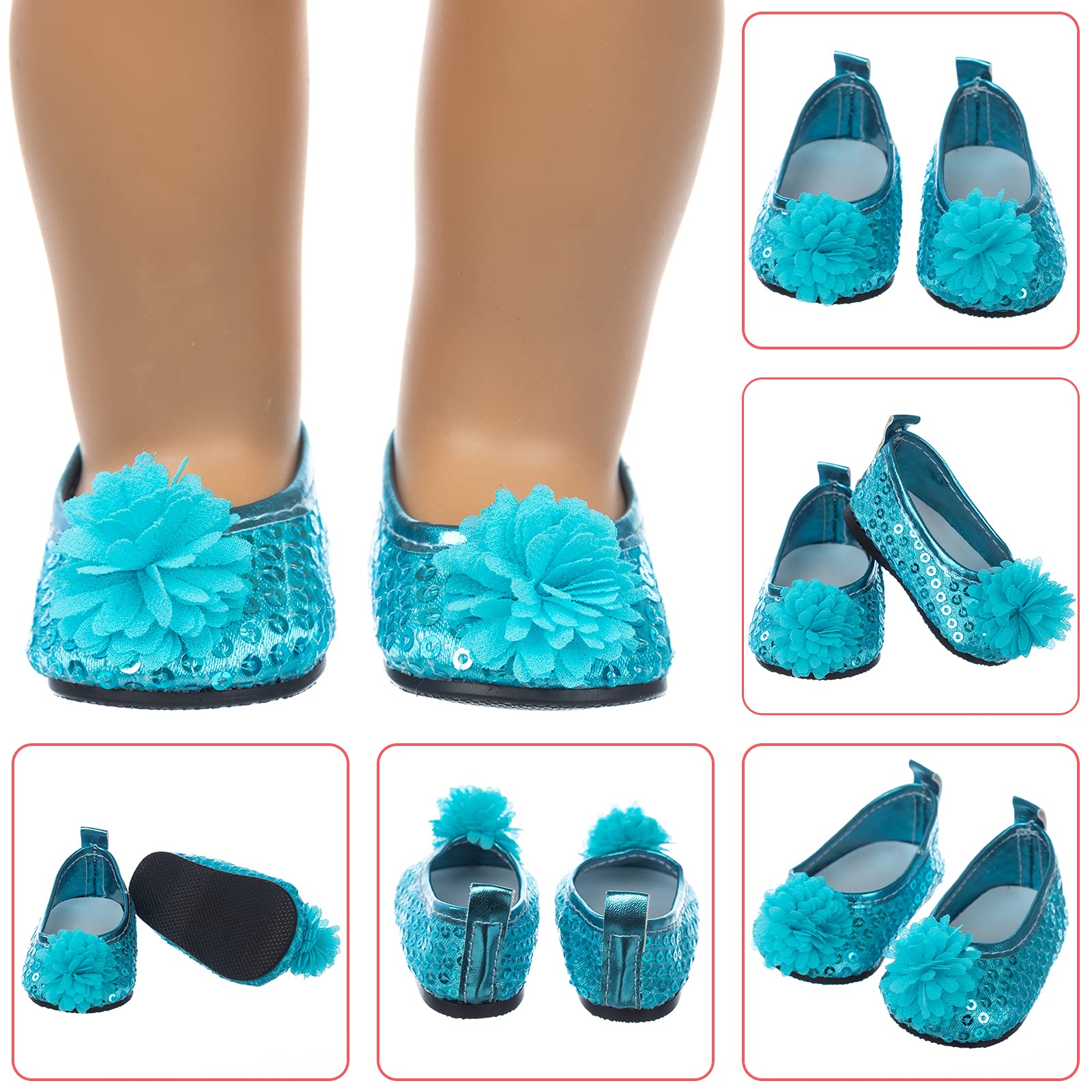 BDDOLL 9 Pairs 18 Inch Girl Doll Shoes and 4 Pairs Socks Accessories for 18 Inch Doll - Including Roller Skates Casual Shoes Princess Shoes Cotton Shoes