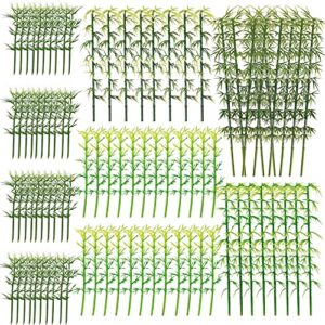 ronyoung 100pcs model miniature bamboo trees landscape green plastic bamboo trees 2.3-5.9 inch 4size scale 1:75 scenery landscape bamboo tree model artificial plants