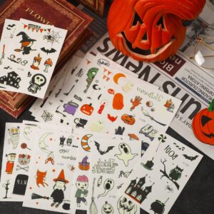 20 Sheets Halloween Temporary Tattoos for Kids, Glow in Dark Tattoo Stickers Luminous Tattoos Make up Stickers Party Favors Filler Decoration (Halloween Style)