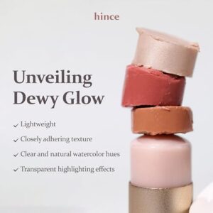 hince True Dimension Radiance Balm 10g (CLEAR) - Natural Shimmer Glow Face Highlighter, Transparent Color Tones, Brighten Skin Tone, Slim Fitting Texture, Blush, Eye Shadow Multi Makeup Stick