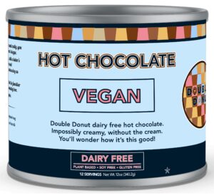 double donut dairy free hot chocolate mix, non dairy instant vegan hot chocolate mix, 12 ounce