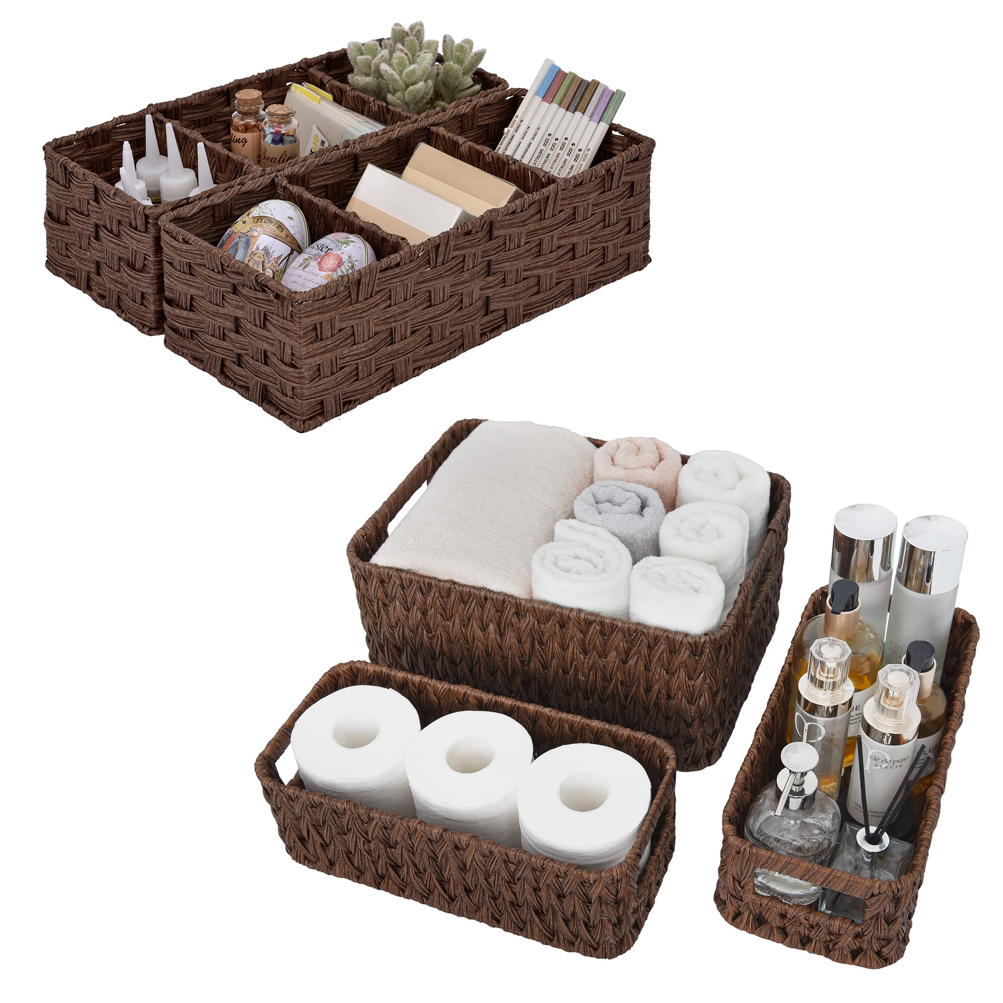 GRANNY SAYS Bundle of 3-Pack Wicker Baskets & 2-Pack Wicker Shelf Baskets