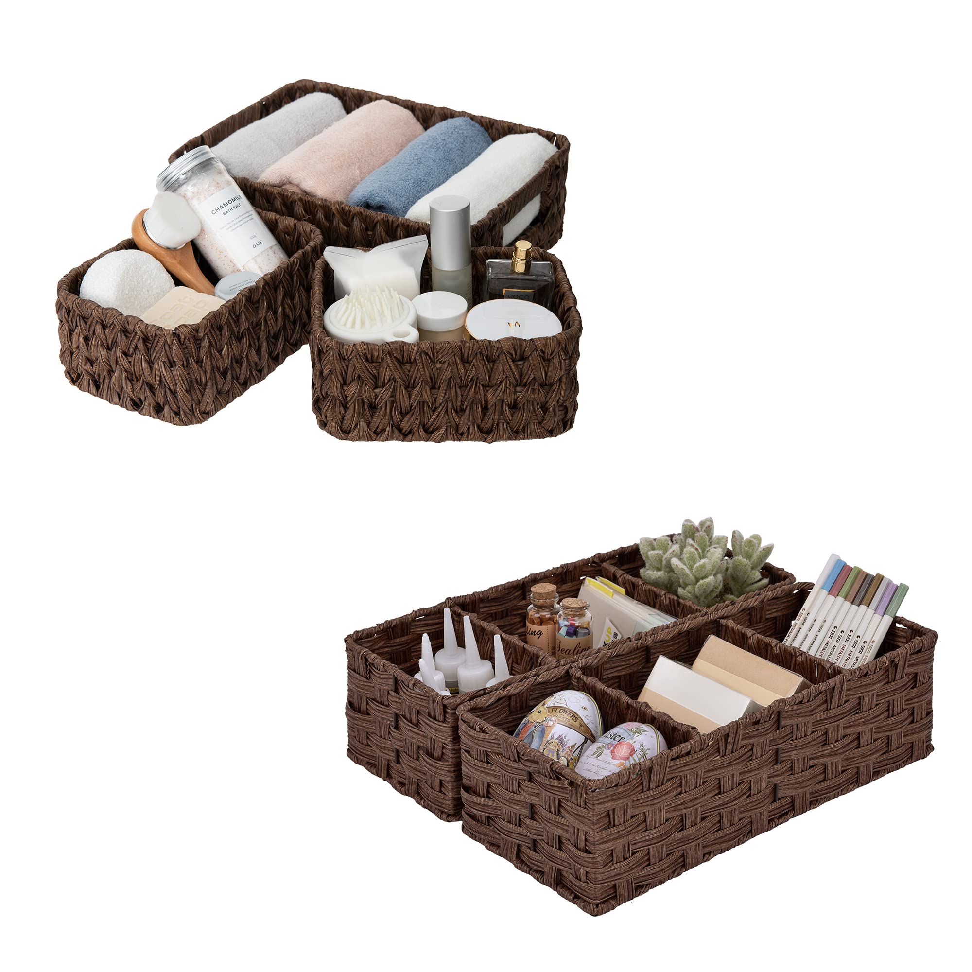 GRANNY SAYS Bundle of 3-Pack Wicker Baskets & 2-Pack Wicker Shelf Baskets