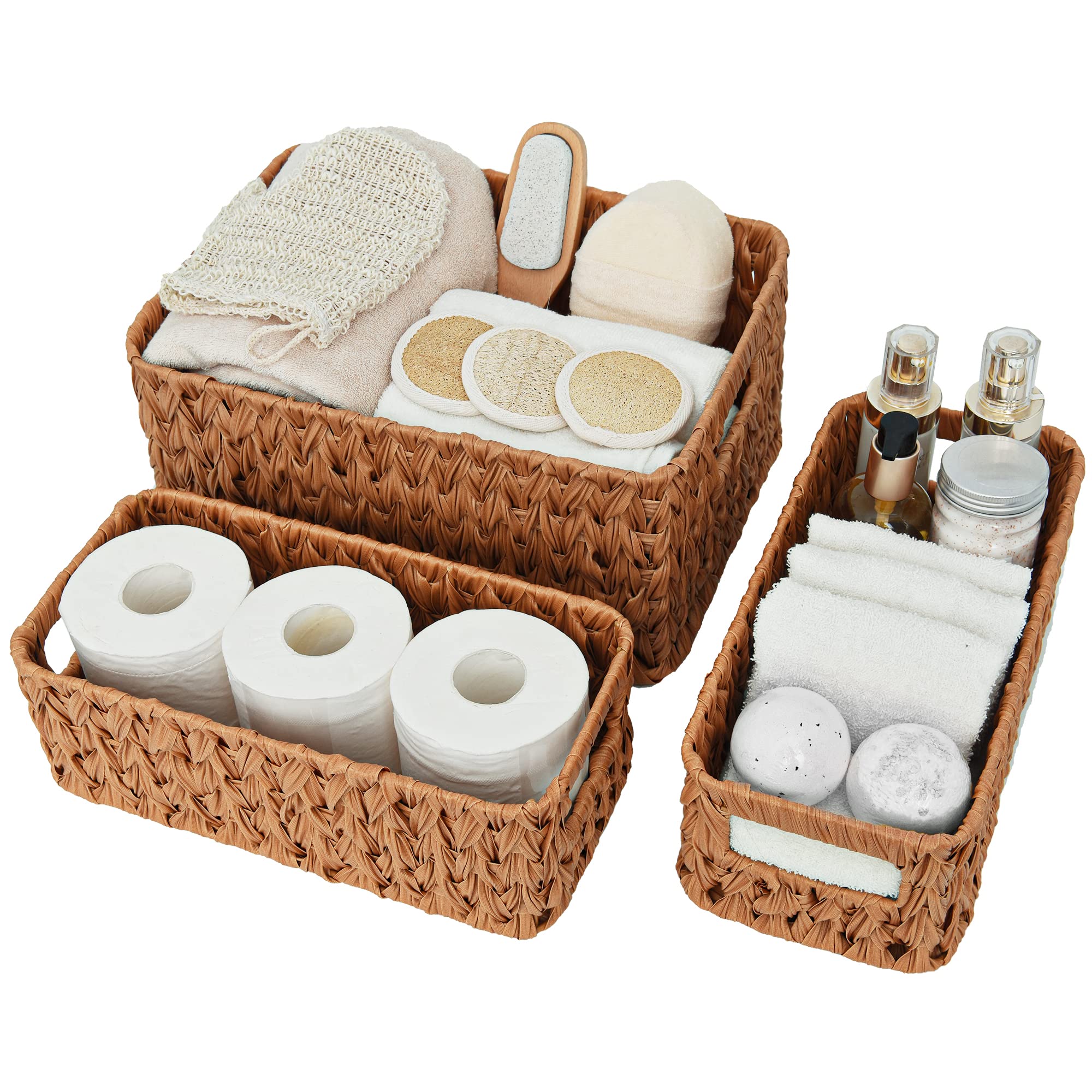 GRANNY SAYS Bundle of 3-Pack Wicker Baskets & 2-Pack Wicker Shelf Baskets