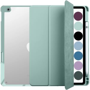 durasafe cases for ipad 7th 8th 9th gen 2019/2020 / 2021-10.2 inch [ipad 9 8 7 ] a2602 a2270 a2197 mw762ll/a mw742ll/a mylc2ll/a myl92ll/a pencil holder soft corner with pc back cover - light green