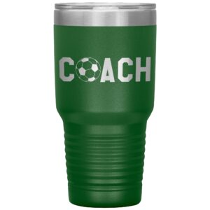 jfwcreations soccer coach tumbler - soccer coach gift 30oz insulated engraved stainless steel soccer coach cup green