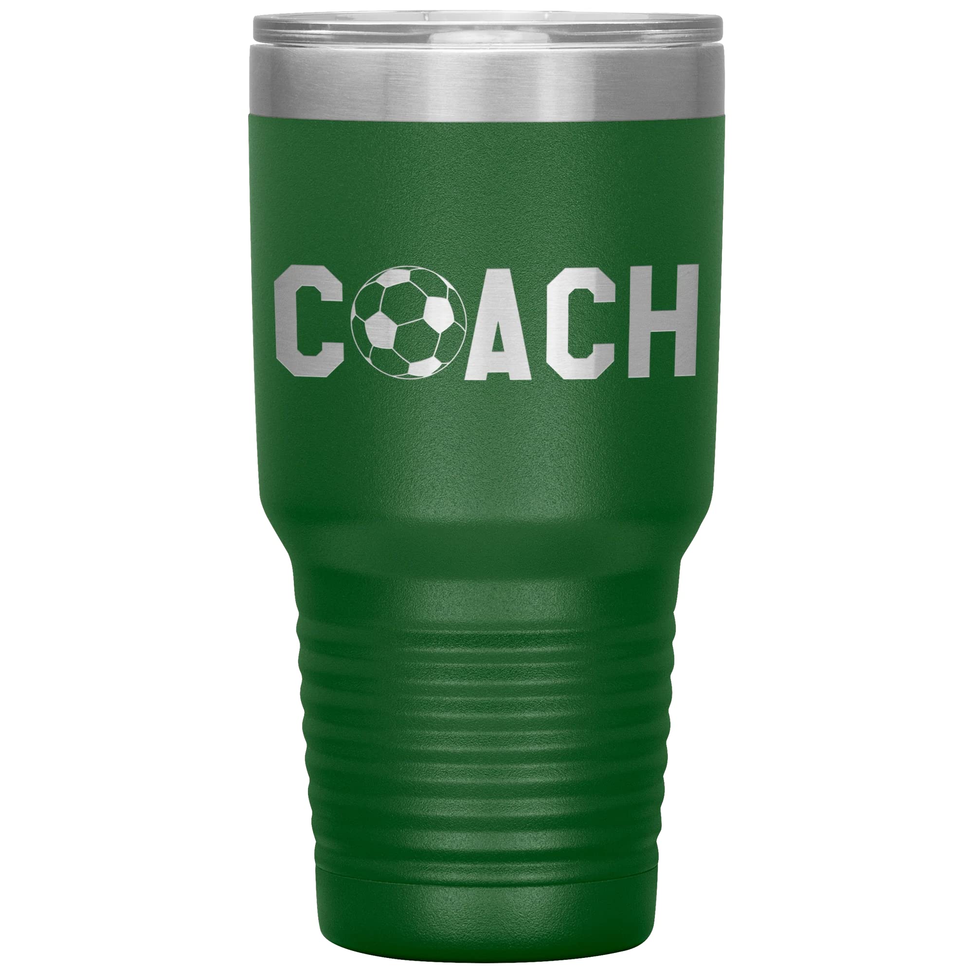 JFWcreations Soccer Coach Tumbler - Soccer Coach Gift 30oz Insulated Engraved Stainless Steel Soccer Coach Cup Green