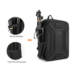 MOSISO Camera Backpack, DSLR/SLR/Mirrorless Camera Bag Waterproof Symmetric Geometric Hard Shell with Tripod Holder & 15-16 inch Laptop Compartment Compatible with Canon/Nikon/Sony, Black