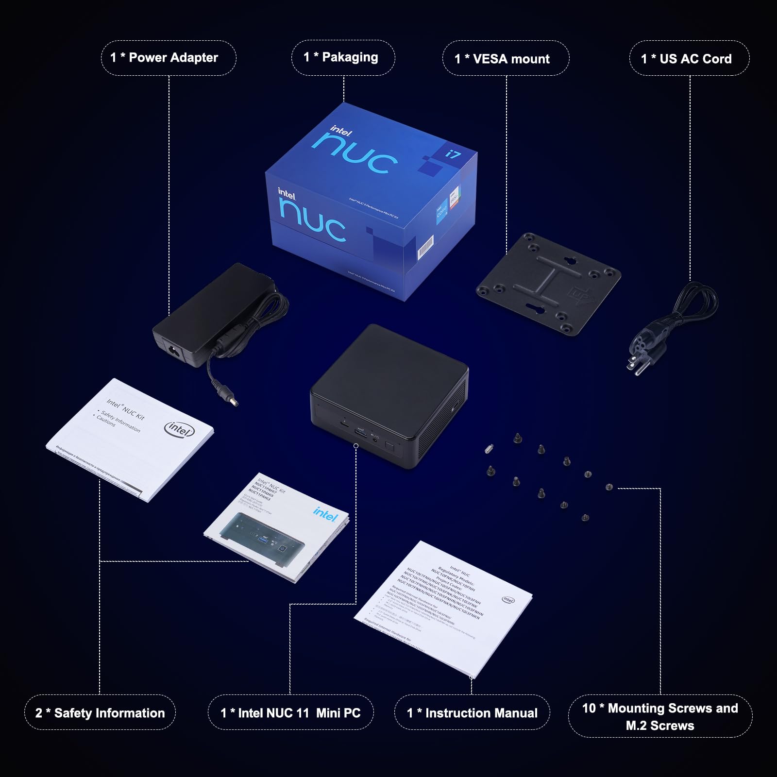 Intel NUC 11 NUC11PAHi7 Panther Canyon Mini PC, i7-1165G7, NO RAM, NO SSD, NO OS, Barebones, Mini Computers for Business Home Office, Support 8K/WiFi 6/4K Quad Display/Bluetooth 5/Thunderbolt 3