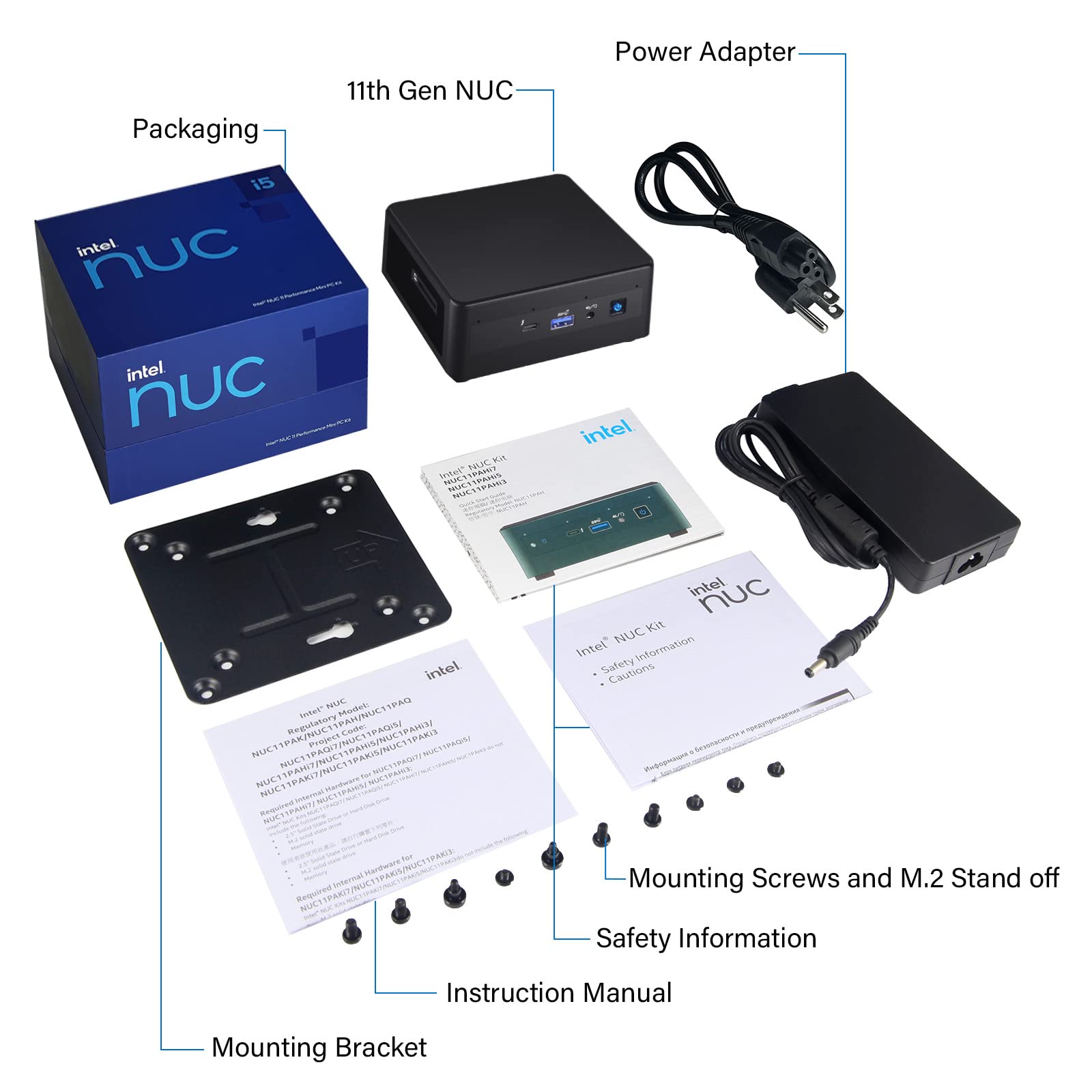 Intel NUC 11 NUC11PAHI5 Panther Canyon Mini PC, i5-1135G7, Barebones, NO RAM, NO SSD, NO OS, Mini Computers for Business Home Office, Support 8K/WiFi 6/4K Quad Display/Bluetooth 5/Thunderbolt 3