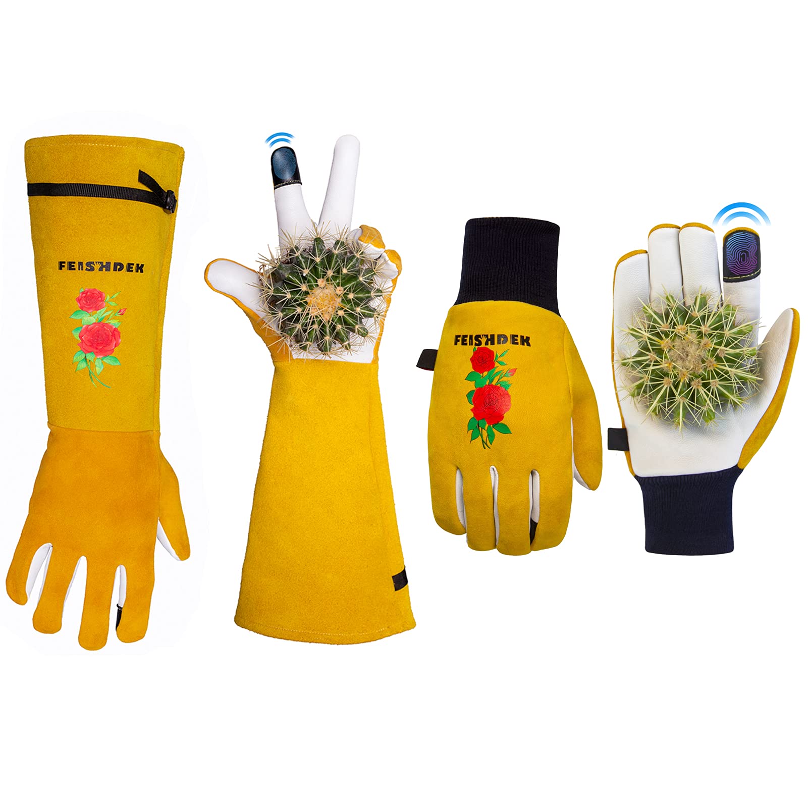 FEISHDEK Large Size - 2 Pairs Puncture Resistant Gloves, Rose Gloves Gardening Thorn Proof