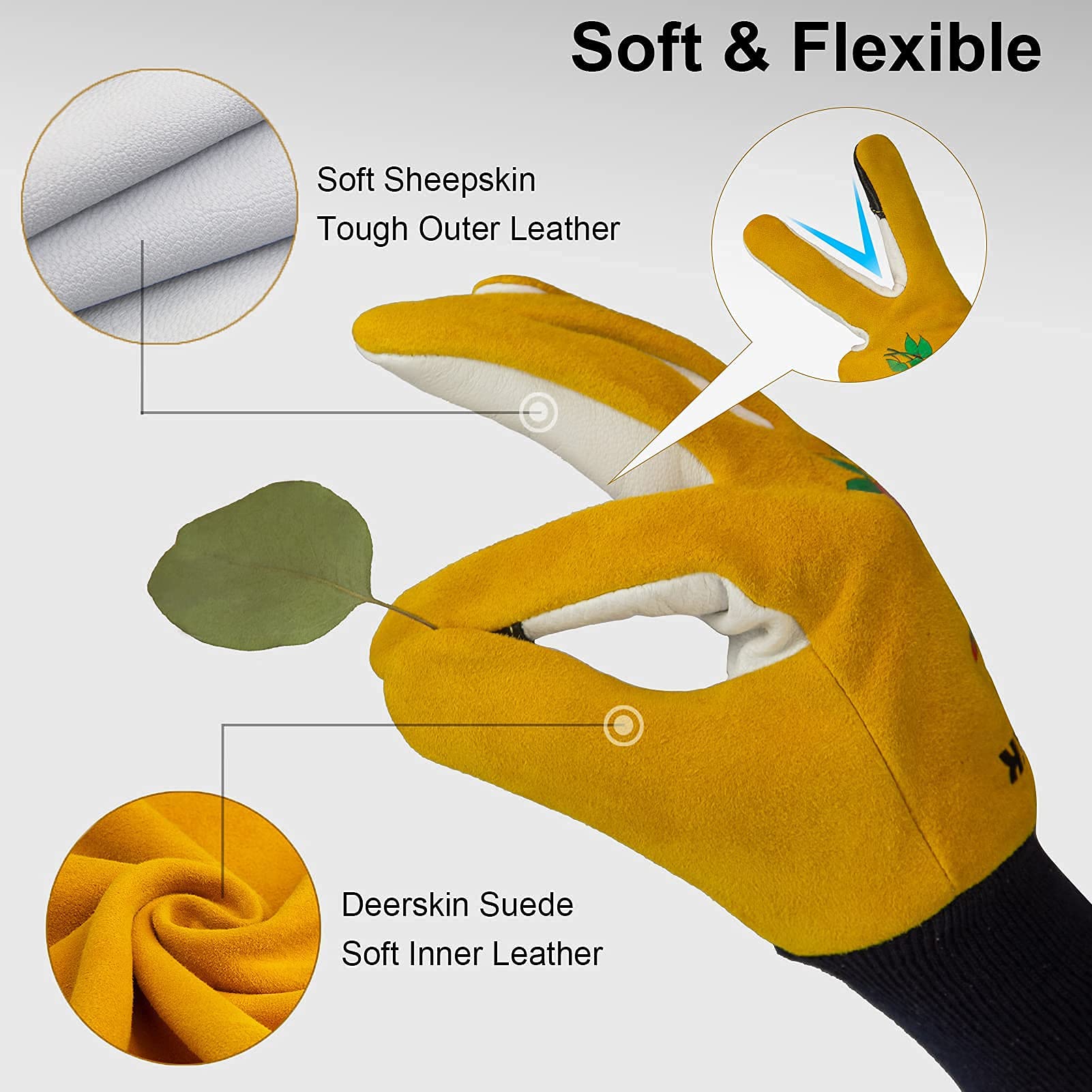 FEISHDEK Large Size - 2 Pairs Puncture Resistant Gloves, Rose Gloves Gardening Thorn Proof
