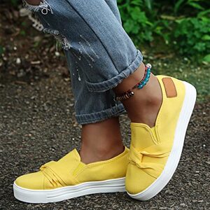 Sneakers for Women Running Shoes,Walking Shoes for Women Sneakers Womens Fashion Casual Mesh Lace Up Shoes Travel Slip On Shoes Lightweight Running Shoes Yellow