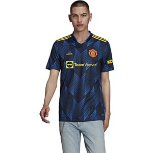 adidas men's 2021-22 manchester united 3rd jersey (glory blue, small)