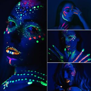 Lookmee Blacklight Neon Face and Body Paint , 0.84oz Set of 8 Tubes , Blacklight Neon Fluorescent