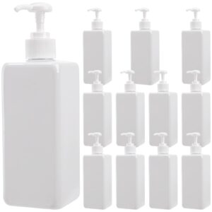okllen 12 pack 16 oz plastic pump bottles, empty refillable container liquid soap dispenser for shampoo, lotion, cleaning products, kitchen, bathroom, white square