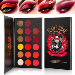 afflano red eyeshadow palette highly pigmented, long lasting true red eye shadow christmas clown sfx halloween makeup pallet, brown black yellow sunset warm fall eye shades, cruelty free