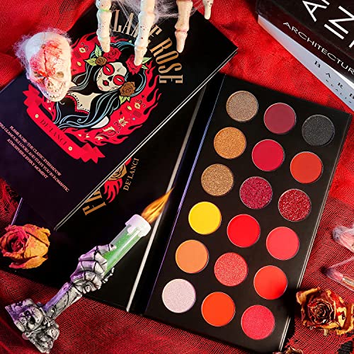 Afflano Red Eyeshadow Palette Highly Pigmented, Long Lasting True Red Eye Shadow Christmas Clown SFX Halloween Makeup Pallet, Brown Black Yellow Sunset Warm Fall Eye Shades, Cruelty Free