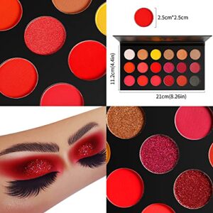 Afflano Red Eyeshadow Palette Highly Pigmented, Long Lasting True Red Eye Shadow Christmas Clown SFX Halloween Makeup Pallet, Brown Black Yellow Sunset Warm Fall Eye Shades, Cruelty Free