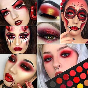 Afflano Red Eyeshadow Palette Highly Pigmented, Long Lasting True Red Eye Shadow Christmas Clown SFX Halloween Makeup Pallet, Brown Black Yellow Sunset Warm Fall Eye Shades, Cruelty Free