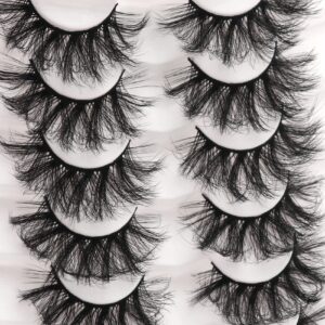 Fyonas False Lashes Dramatic 20MM Super Fluffy Cosplay Faux Mink Eyelashes Criss-Cross Volume Reusable 7 Pairs Eye Lashes Set Pack