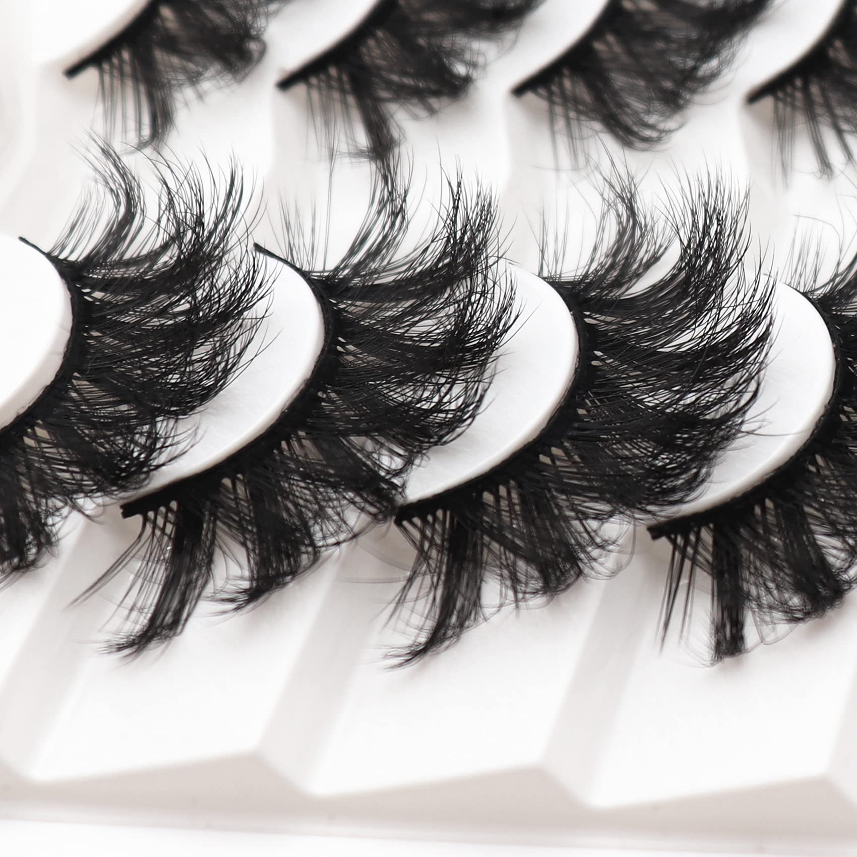 Fyonas False Lashes Dramatic 20MM Super Fluffy Cosplay Faux Mink Eyelashes Criss-Cross Volume Reusable 7 Pairs Eye Lashes Set Pack