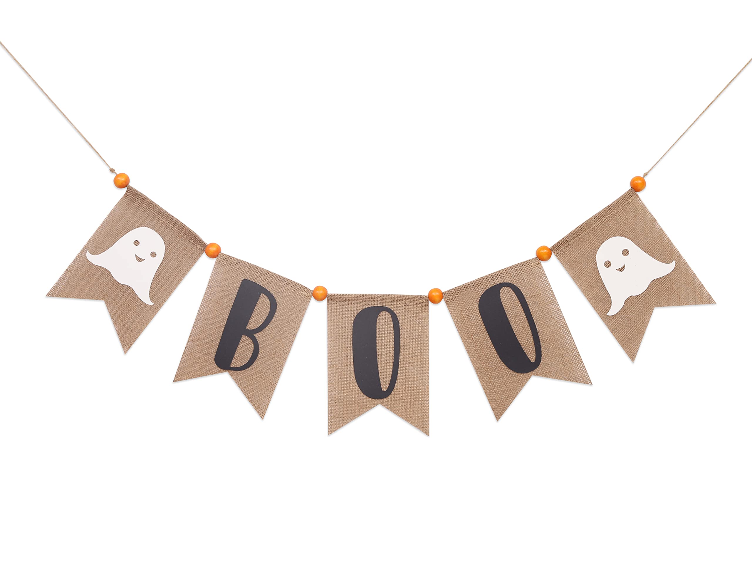 Boo Burlap Banner - Scary Halloween Decoration, Halloween Party Decorations, Here for The Boos Banner with Ghost, Fireplace Garland