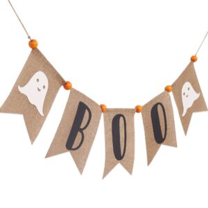 Boo Burlap Banner - Scary Halloween Decoration, Halloween Party Decorations, Here for The Boos Banner with Ghost, Fireplace Garland