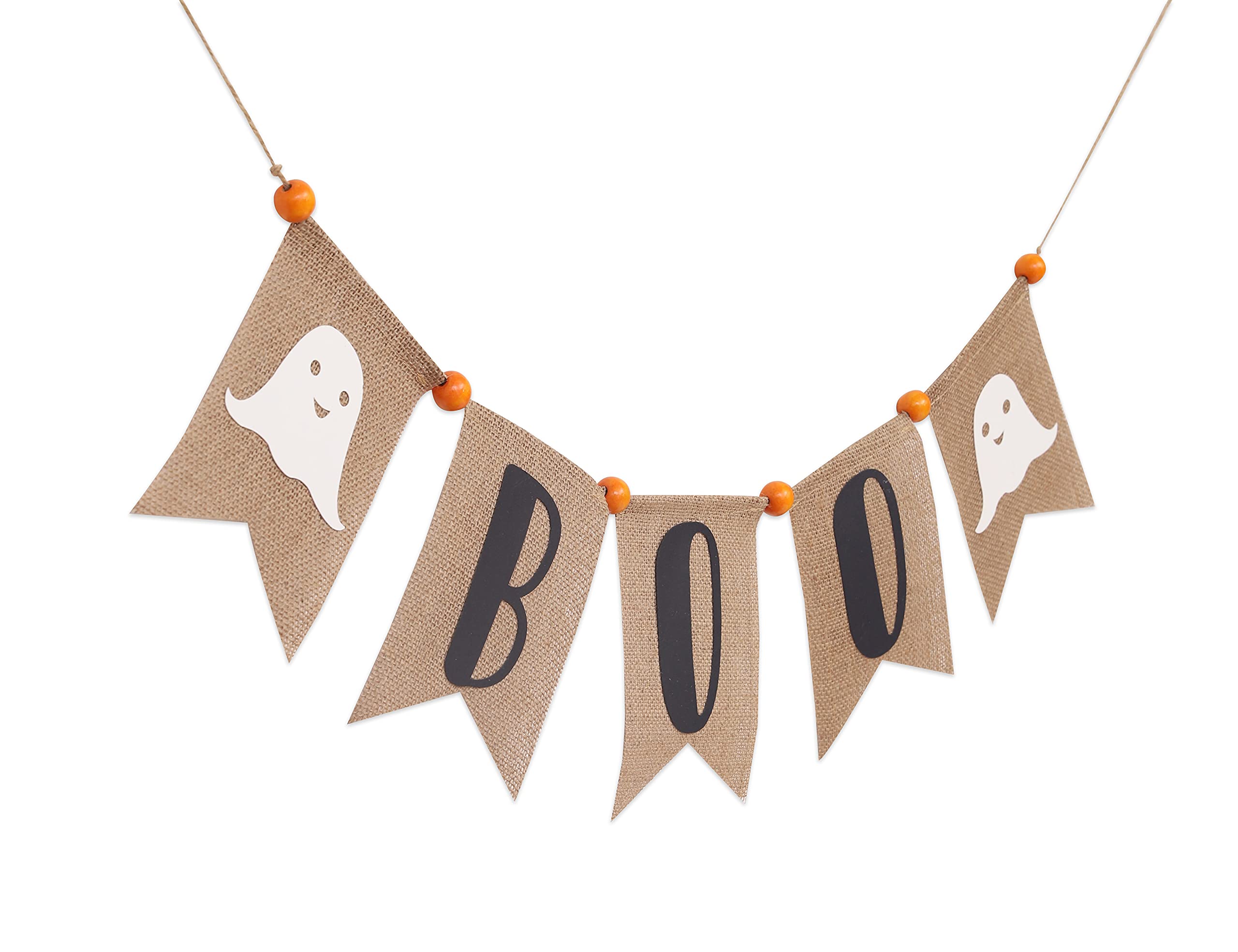 Boo Burlap Banner - Scary Halloween Decoration, Halloween Party Decorations, Here for The Boos Banner with Ghost, Fireplace Garland