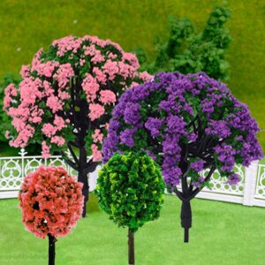 Woohome 60 PCS Miniature Trees Mixed Model Trees, Mixed Colors Accessories Model Train Scenery Architecture Trees Fake Trees for Building Model, Model Scenery with No Bases for DIY Crafts