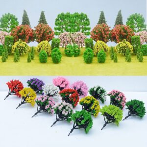 Woohome 60 PCS Miniature Trees Mixed Model Trees, Mixed Colors Accessories Model Train Scenery Architecture Trees Fake Trees for Building Model, Model Scenery with No Bases for DIY Crafts