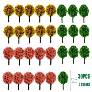 Woohome 60 PCS Miniature Trees Mixed Model Trees, Mixed Colors Accessories Model Train Scenery Architecture Trees Fake Trees for Building Model, Model Scenery with No Bases for DIY Crafts