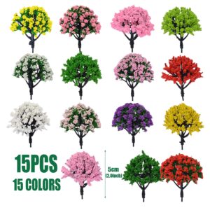 Woohome 60 PCS Miniature Trees Mixed Model Trees, Mixed Colors Accessories Model Train Scenery Architecture Trees Fake Trees for Building Model, Model Scenery with No Bases for DIY Crafts