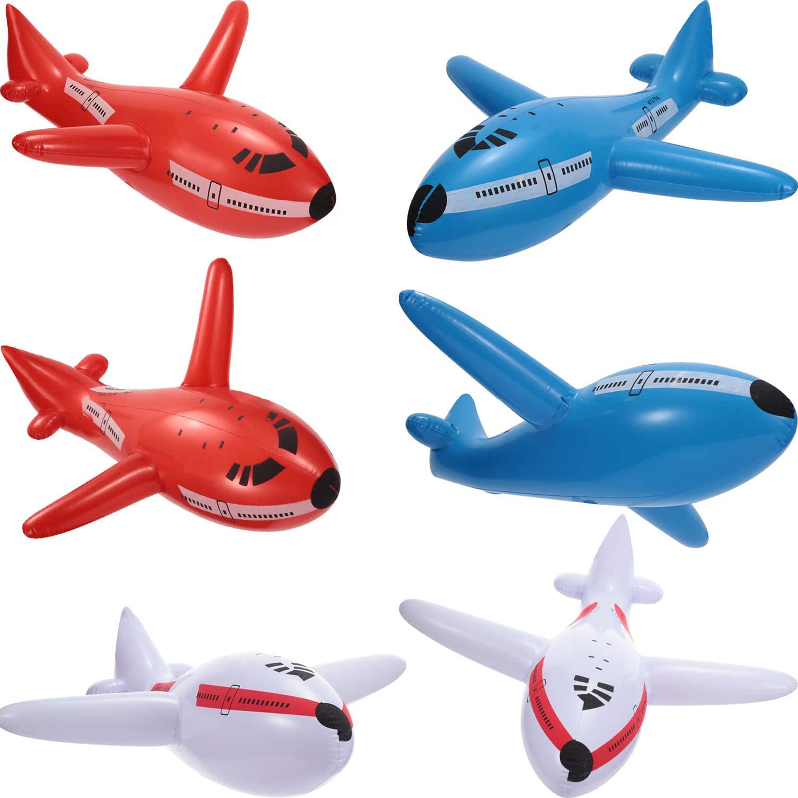 6 Pieces Inflatable Airplanes Aircraft Inflates Plane Inflated Toys for Kids Birthday Shower Party Decoration Supplies (Large)