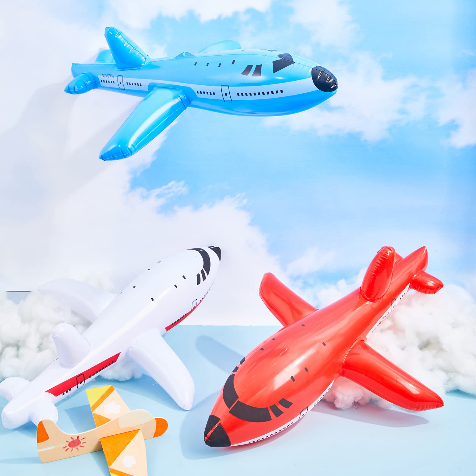 6 Pieces Inflatable Airplanes Aircraft Inflates Plane Inflated Toys for Kids Birthday Shower Party Decoration Supplies (Large)