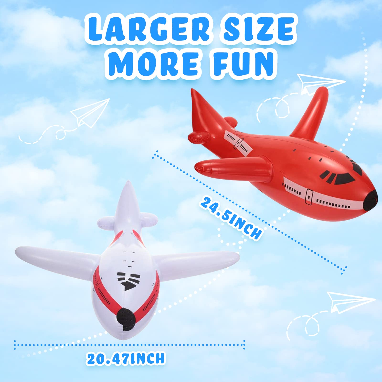 6 Pieces Inflatable Airplanes Aircraft Inflates Plane Inflated Toys for Kids Birthday Shower Party Decoration Supplies (Large)