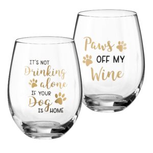 lillian rose 2 dog lover wine glasses with funny sayings