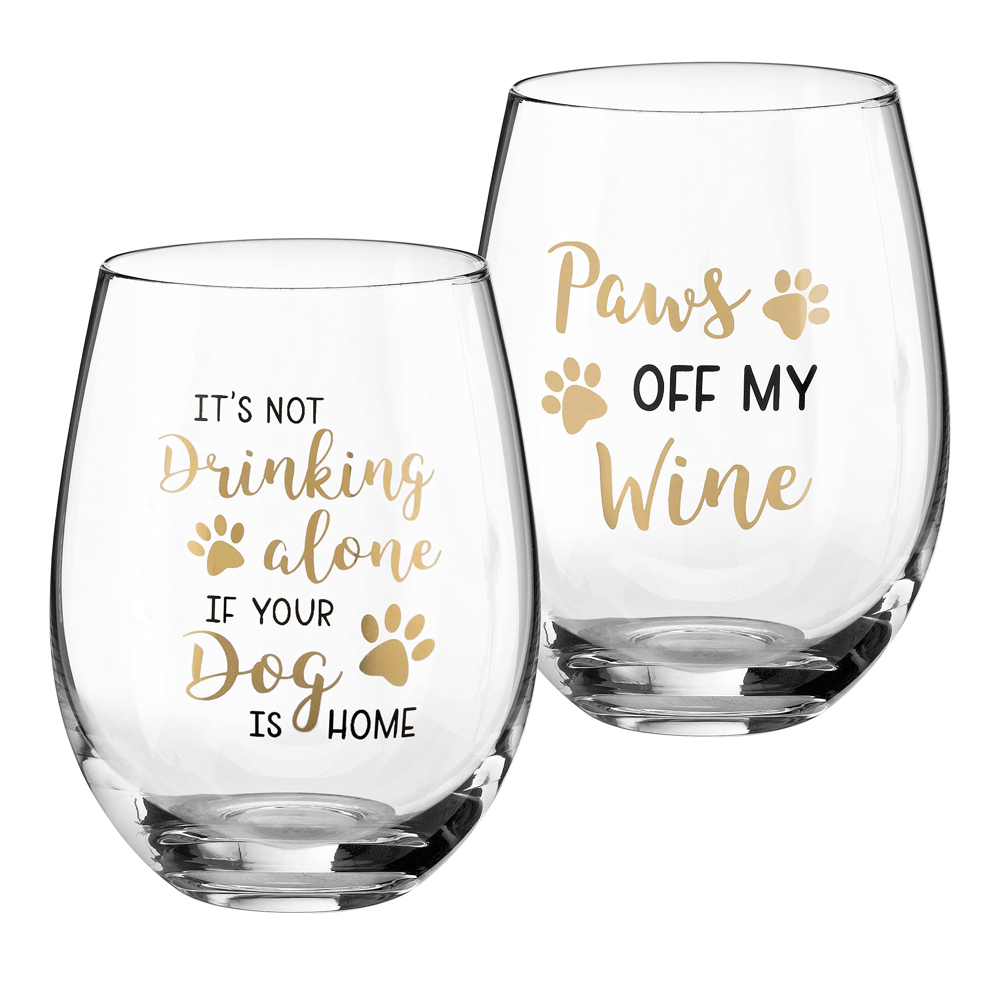 Lillian Rose 2 Dog Lover Wine Glasses With Funny Sayings