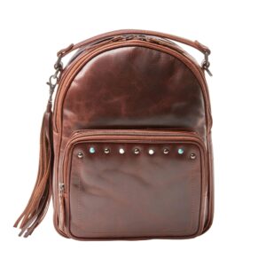 lady conceal concealed carry sawyer leather backpack (cognac)