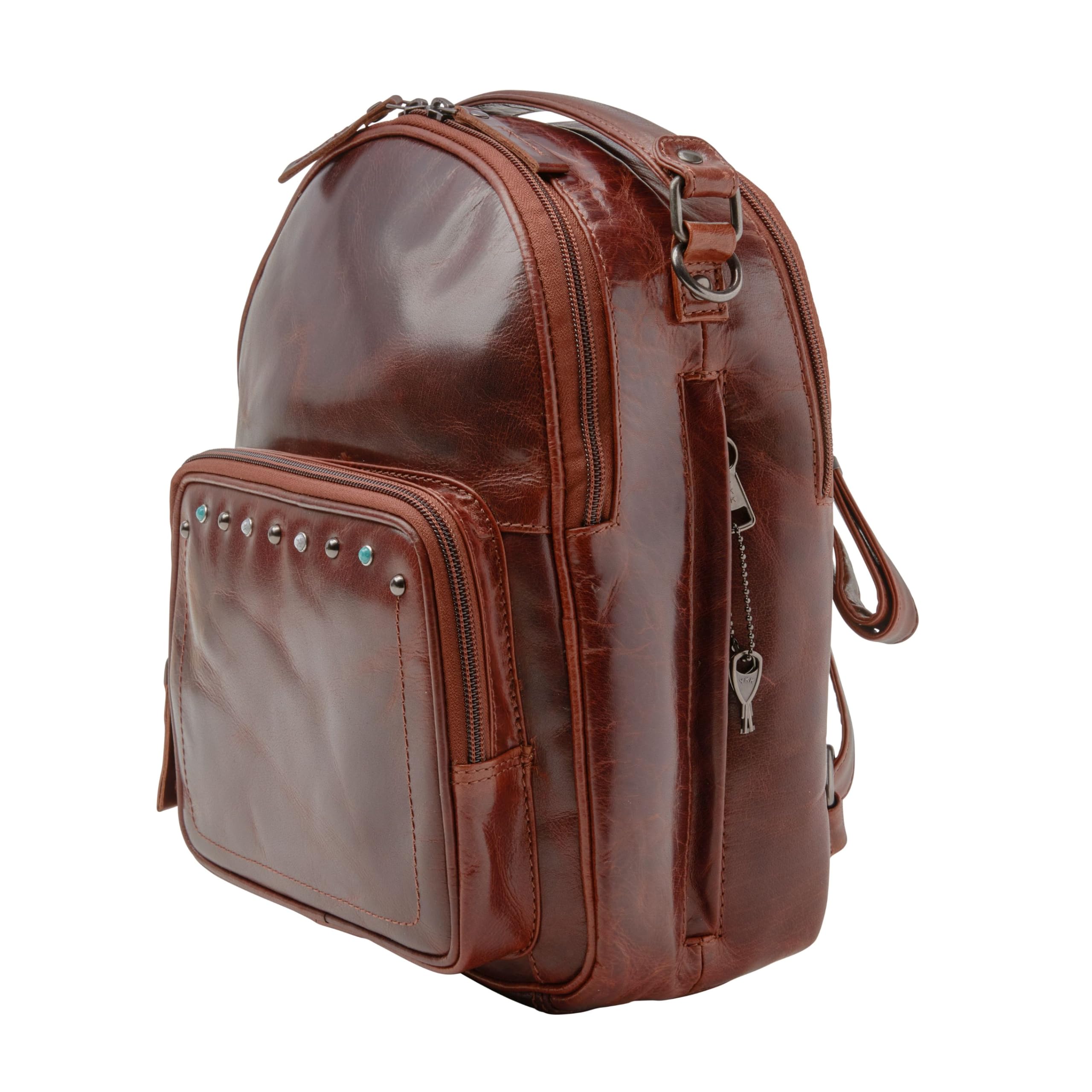 Lady Conceal Concealed Carry Sawyer Leather Backpack (Cognac)