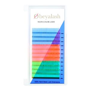 colored lash extensions classic mix 6 colors rainbow pink yellow green purple white blue color lashes extension obeyalash colored individual eyelash extension 0.07 d curl (mixed candy color 14mm)