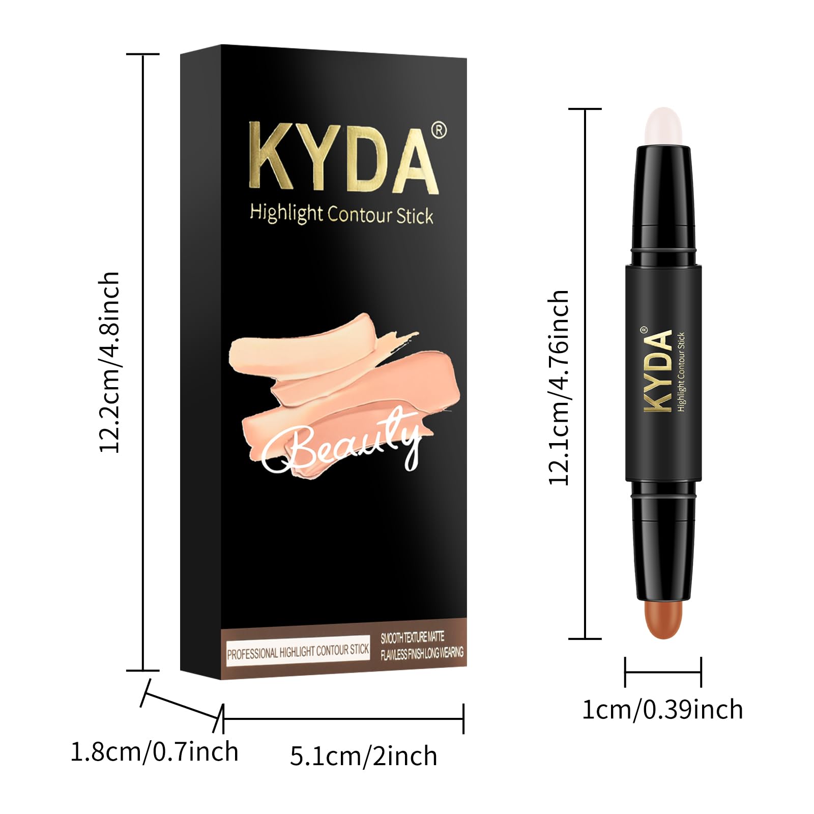 KYDA 6 Colors Highlight Concealer Contour Stick, 2 in 1 Body Makeup Shding Stick, Face Highlighters Sticks, Contouring Highlighting Foundation Shadow Cream Pen, 3 Pcs-Set A
