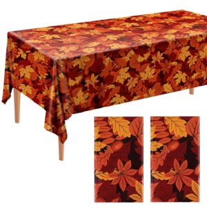 ruisita 2 pack fall leaf tablecloth table cover plastic autumn thanksgiving tablecloth maple leaves table cloth table cover 108 x 54 inches for harvest fall thanksgiving parties decor